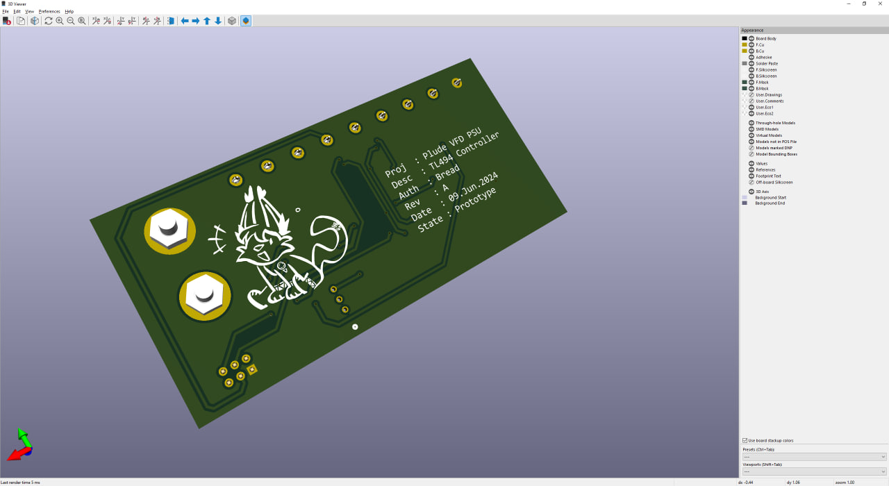 Revision C PCB 3D model, back side