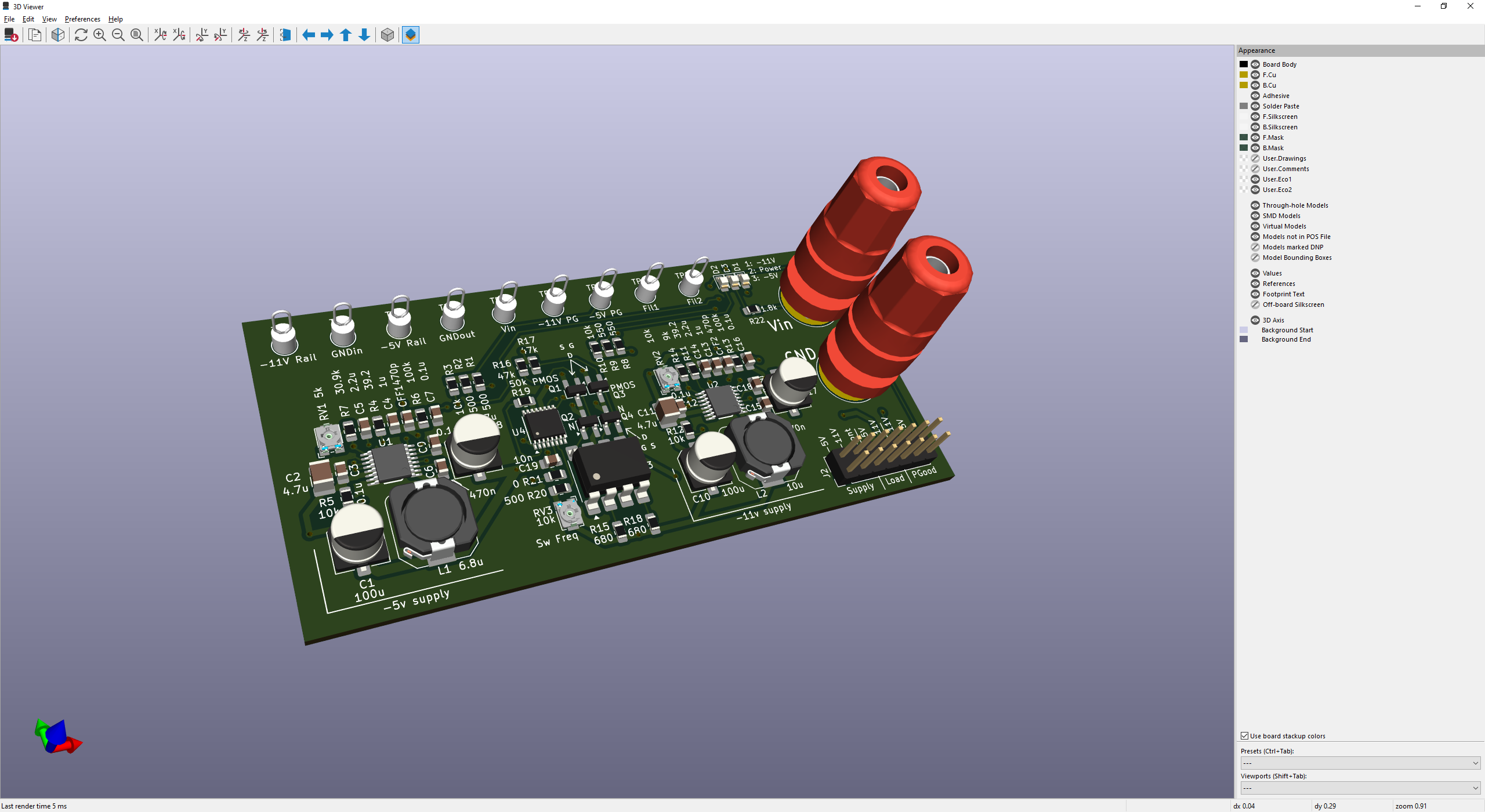 Revision B PCB 3D model